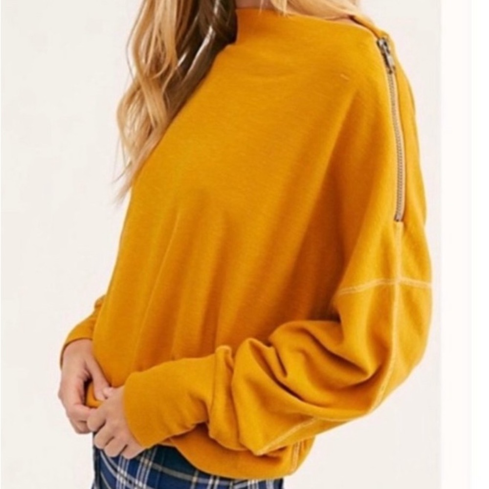 Free people wide neck sweater with zipper